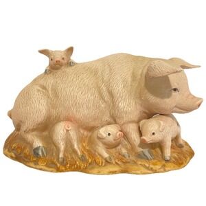 Homco Porcelain Pig & Piglets Figurine Mother‎ & Babies Farmhouse Decor